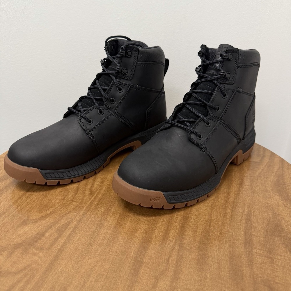 Men's Timberland PRO Montauk 6" Soft Toe Work Boot BLACK TAN CONSTRUCTION Sz 12